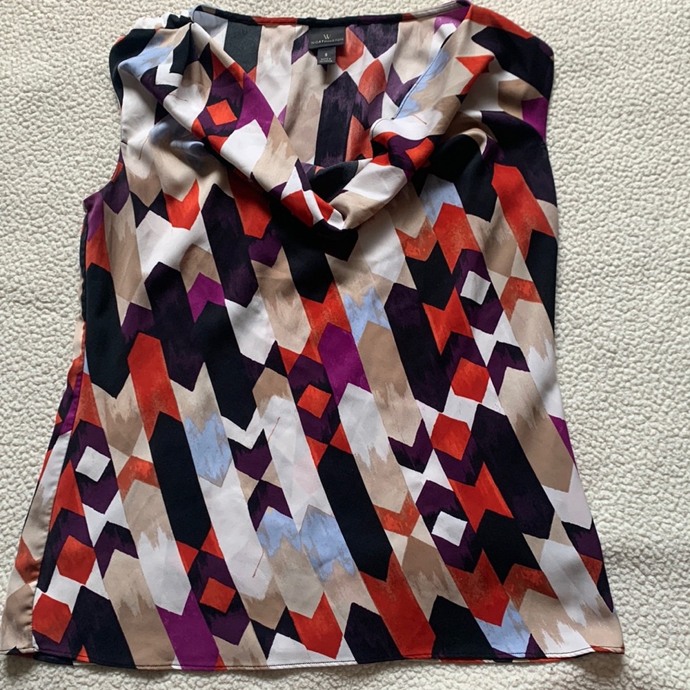Worthington Draped Neck Chevron Blouse Size S
